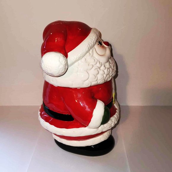 RARE Enesco Santa Cookie Jar 1980s | Glazed Porcelain | Hand-Painted | 10" Tall - Picture 5 of 14